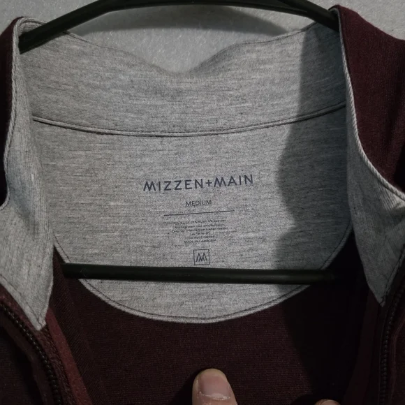 Mizzen & Main Mens 1/4 Zip Burgundy Heather Proflex Pullover Size Medium - Picture 2 of 10
